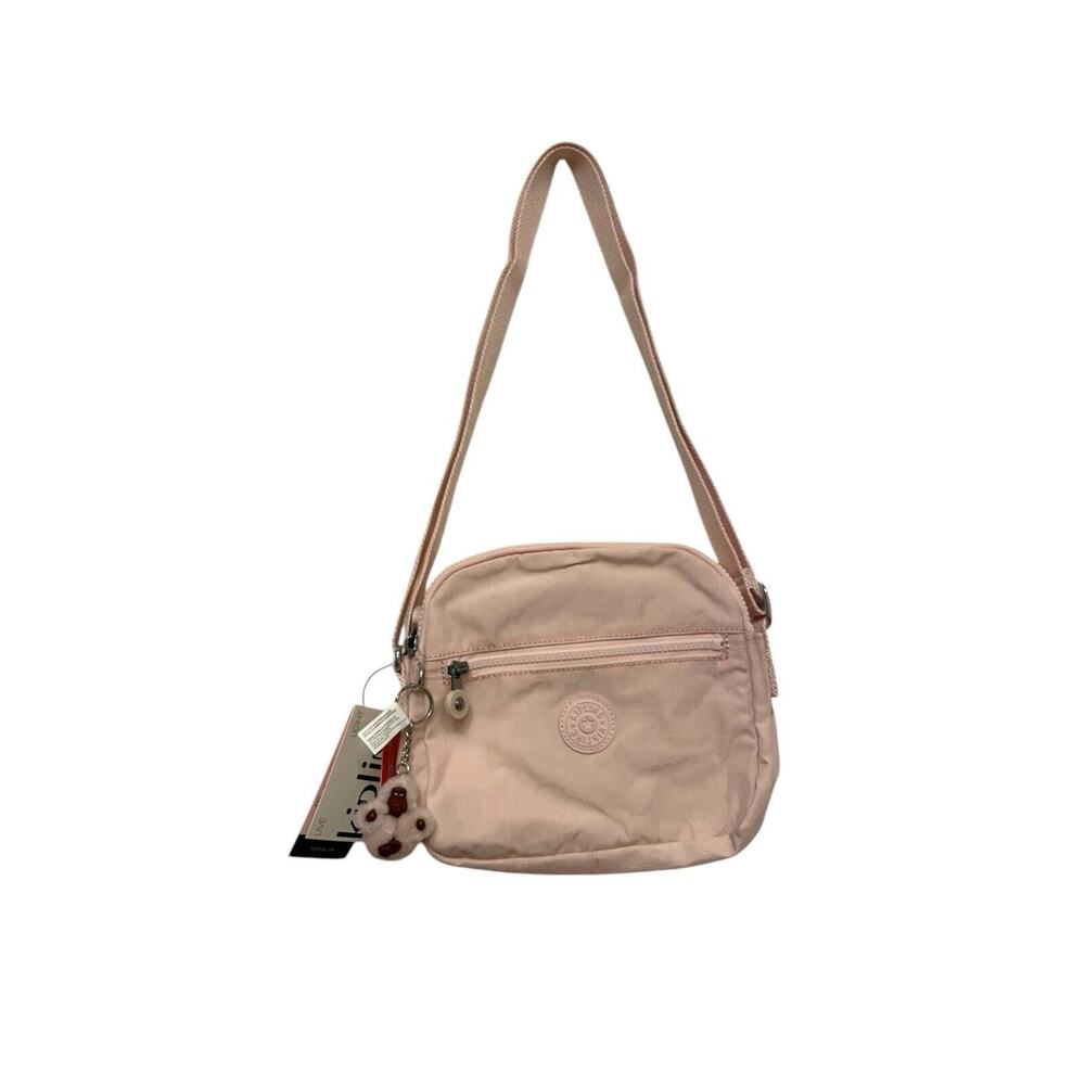 Kipling Keefe Crossbody Bag‎ Soft Blush Pink Dual Compartments Travel Monkey NEW